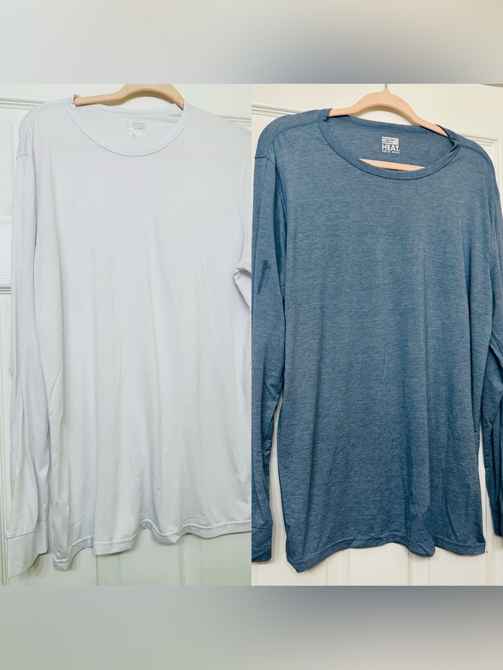 32 Degrees Heat Tee Shirts Men's Set Of 2  White And Gray Long Sleeve Size XL